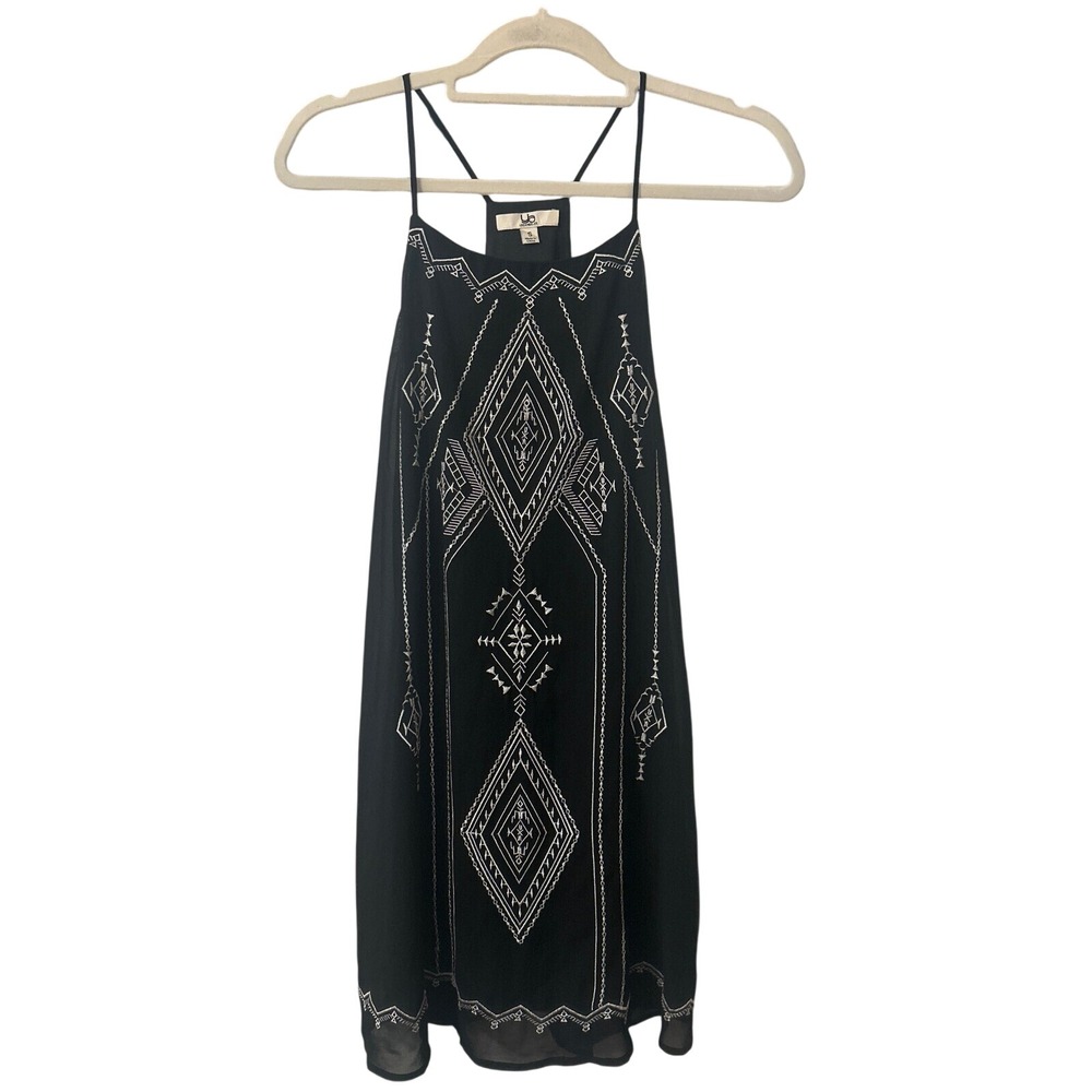 Ya Los Angeles Embroidered Dress Bohemian Sleeveless Mini Dress Size S, Silk‎